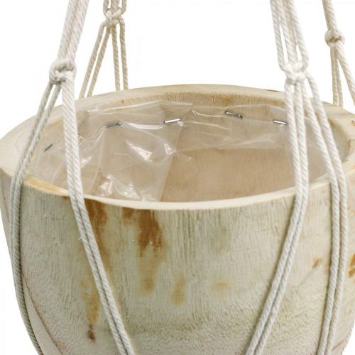 Macrame hanging basket boho style plant pot wood Ø22cm