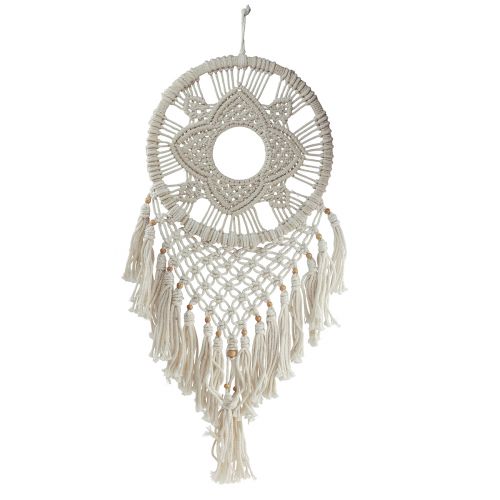 Product Macrame Dreamcatcher Wall Hanging Cream Boho Wall Decoration Handmade 29×72cm for Living Room & Bedroom