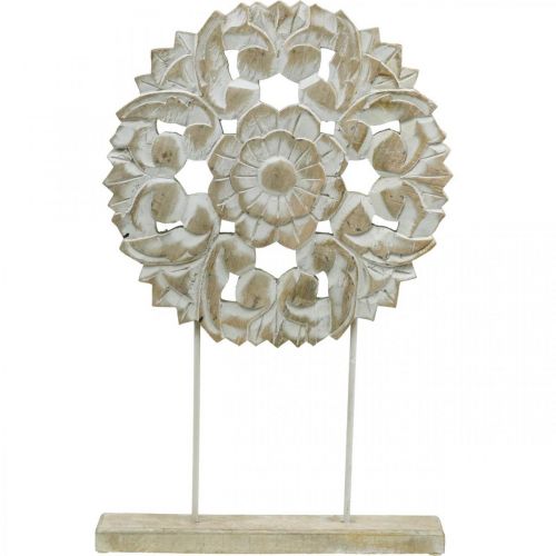 Floristik24 Floral mandala, wooden decoration to place, summer decoration, table decoration shabby chic natural, white H54.5cm Ø34cm