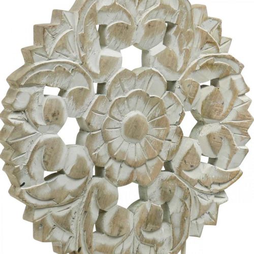 Floristik24 Floral mandala, wooden decoration to place, summer decoration, table decoration shabby chic natural, white H54.5cm Ø34cm