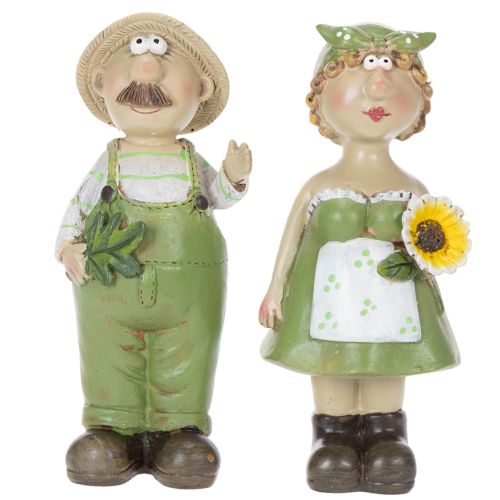 Product Decorative figurines of a farmer couple, fun living room and summer decoration for indoors, 17cm, 2 pieces