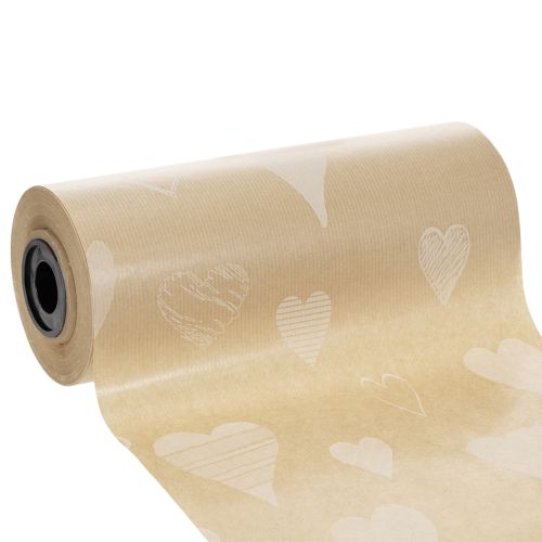 Cuff paper 25cm 100m natural hearts – Wet-strength florist paper buy online | Floristik24.ie