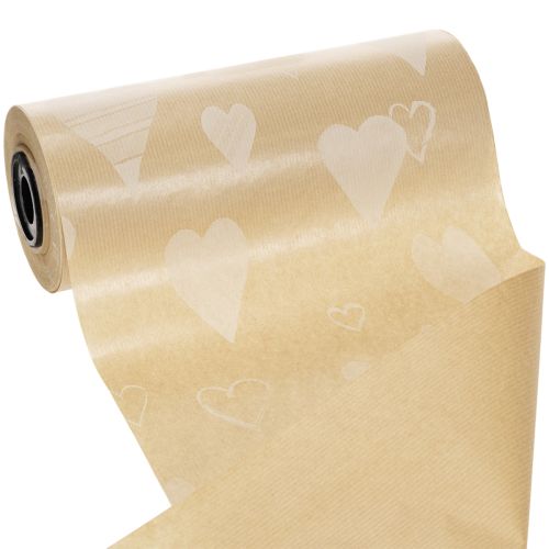 Cuff paper 25cm 100m natural hearts – Wet-strength florist paper | Floristik24.ie