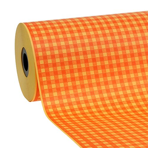 Floristik24 Cuff paper 37.5cm light orange check 100m