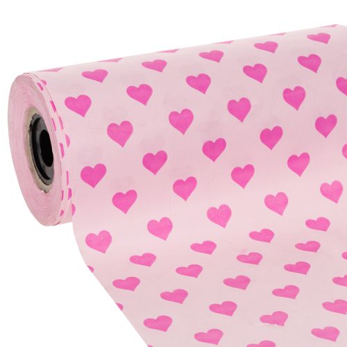 Cuff paper with heart motif, pink, 25cm, 100m