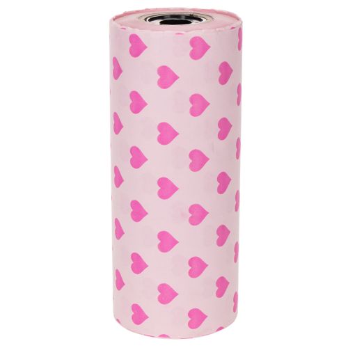 Cuff paper with heart motif, pink, 25cm, 100m | Floristik24.ie