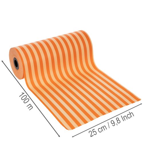 Cuff paper roll, orange striped, 25cm x 100m | Floristik24.ie