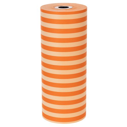 Cuff paper roll, orange striped, 25cm x 100m | Floristik24.ie
