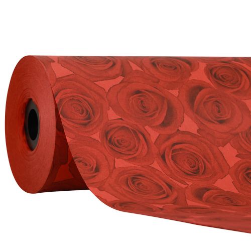 Floristik24 Cuff paper tissue paper red roses 25cm 100m