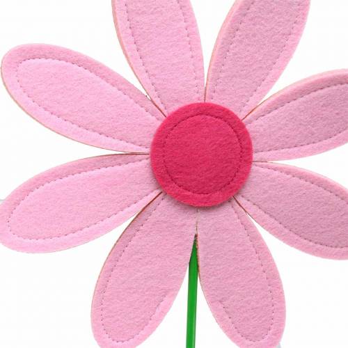 Floristik24 Felt flower pink, pink, green Ø18 H50cm