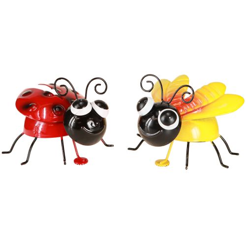 Floristik24 Ladybug Bee Metal Decoration with Magnet Assorted 9.5cm 2pcs