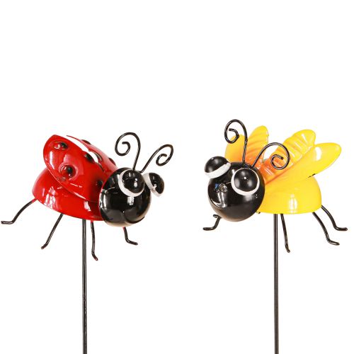 Floristik24 Ladybug and Bee with Stick Garden Decoration Metal 46cm 2pcs