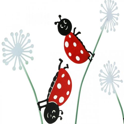 Floristik24 Decorative plug ladybug, spring decoration, dandelion with beetle, metal plug L55cm set of 3