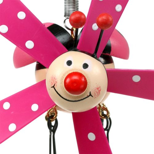 Floristik24 Wind Chime Ladybug Wood Pink 12cm