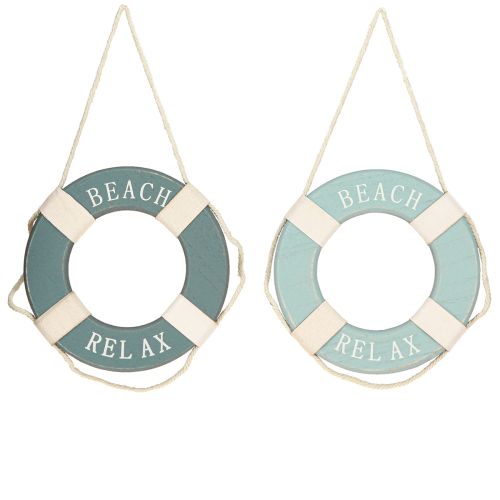 Floristik24 Lifebuoy Wooden Decoration for Hanging Maritime Blue Ø13cm 2pcs