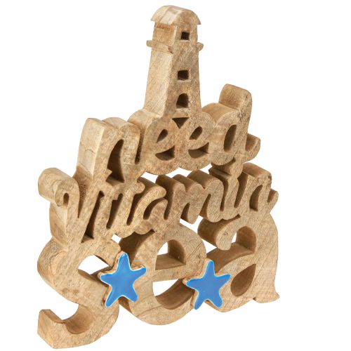 Maritime wooden decoration “I need vitamin sea” mango wood 27×33cm