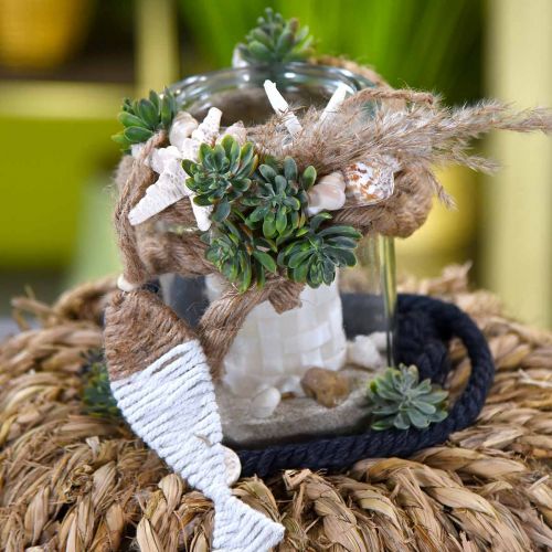 Floristik24 Maritime decoration garland jute 6 fish with starfish 120cm