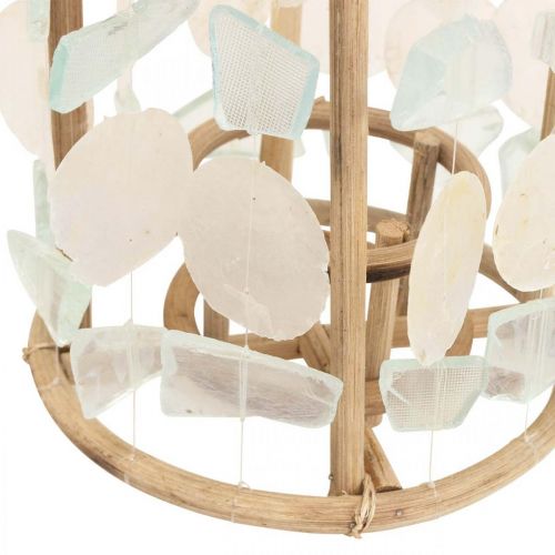 Floristik24 Maritime decoration lantern Capiz wood glass natural Ø17.5cm H34cm