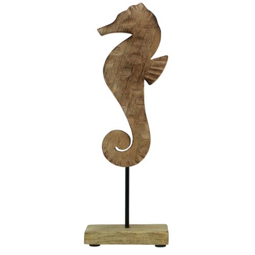 Maritime decoration seahorse on stand mango wood natural 29,5cm