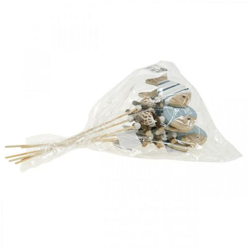 Floristik24 Maritime decorative plugs, fish and shells on the stick, marine decorations, wooden fish 6pcs