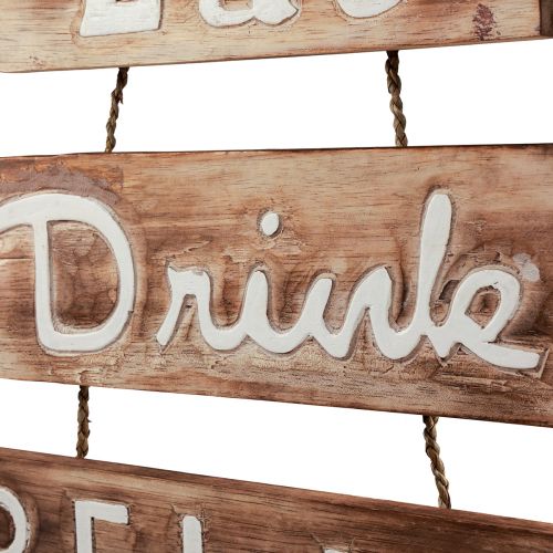 Product Nautical wall decoration wooden sign &quot;Eat Drink Relax Be Happy&quot; Natural White Vintage Shabby Chic 38×54cm