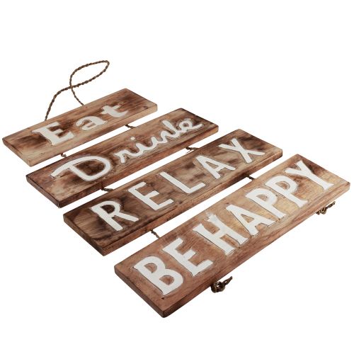 Product Nautical wall decoration wooden sign "Eat Drink Relax Be Happy" Natural White Vintage Shabby Chic 38×54cm