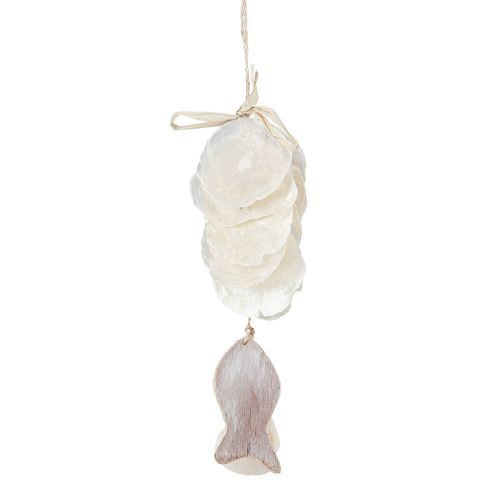 Product Maritime decoration hanger Capiz shell with fish white 39cm