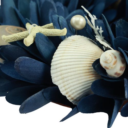 Floristik24 Maritime decorative wreath with shells blue natural colors Ø27cm
