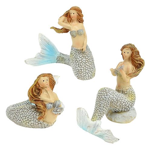 Floristik24 Deco figure mermaid blue 6cm - 9.5cm 3pcs