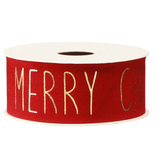 Floristik24 Merry Christmas decorative ribbon red gold W40mm L5m