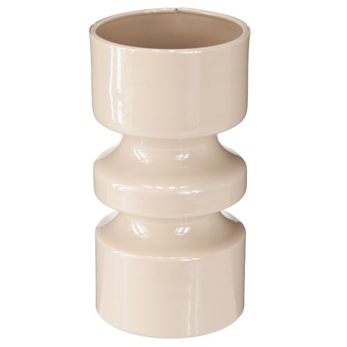 Product Metal flower vase cappuccino brown enamel Ø9cm H17.5cm