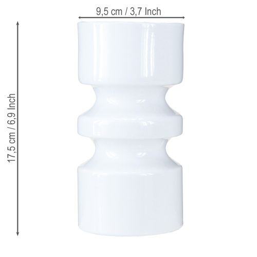 Product Metal flower vase in cream white enamel Ø9cm H17.5cm