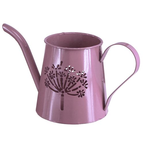 Floristik24 Metal decorative watering can, pink dandelion design, 12cm, 2 pieces