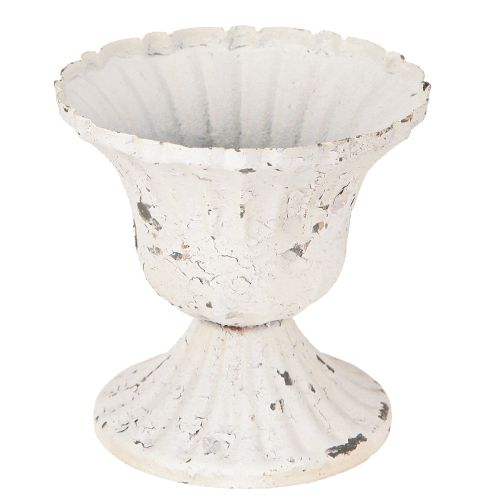Floristik24 Metal Decorative Cup Small Shabby Chic White Ø8.5cm H8cm 2pcs