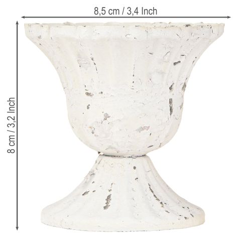 Floristik24 Metal Decorative Cup Small Shabby Chic White Ø8.5cm H8cm 2pcs
