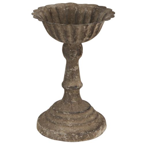 Floristik24 Metal decorative bowl on foot chalice antique grey brown Ø12cm H18cm