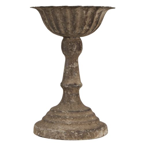 Floristik24 Metal decorative bowl on foot chalice antique grey brown Ø12cm H18cm