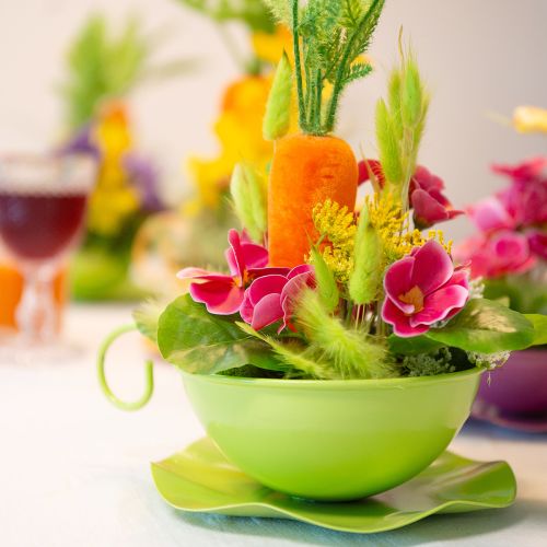 Product Metal decorative cup apple green with saucer H8cm Ø11.5cm 2pcs