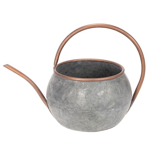 Metal decorative watering can, vintage country style, garden decoration, for planting, silver copper, L41cm Ø26cm H30cm | Floristik24.ie
