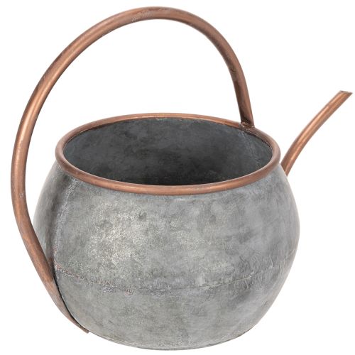 Metal decorative watering can, vintage country style, garden decoration, for planting, silver copper, L41cm Ø26cm H30cm | Floristik24.ie