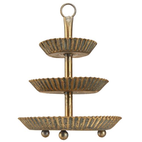 Floristik24 Metal etagere 3-tier gold antique vintage Ø17cm H23cm