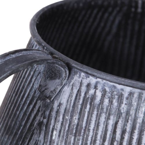 Product Vintage decorative metal jug, black with grooves, 12.5cm, retro style