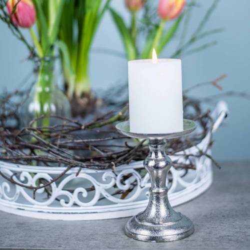 Floristik24 Metal candlesticks for pillar candles, candle holders, silver candlesticks