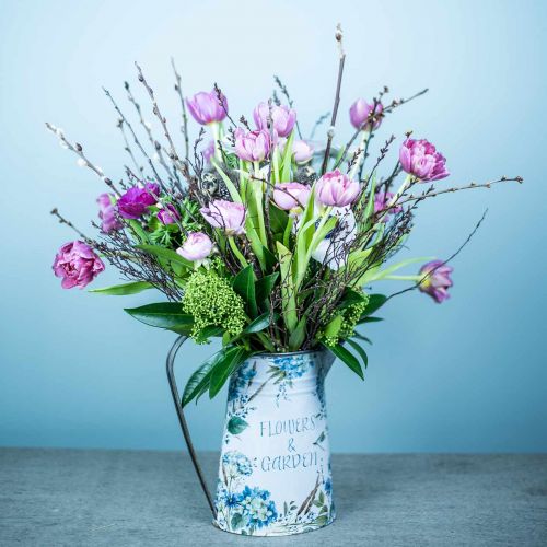 Product Flower vase jug flowers blue, green garden decoration planter metal 23cm