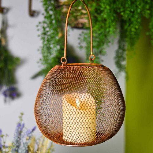 Floristik24 Metal lantern with grid rust candle holder Ø20cm H17cm
