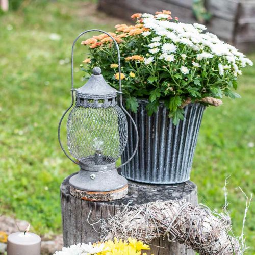 Floristik24 Metal lantern, LED lamp, Shabby Chic Ø16cm H33.5cm