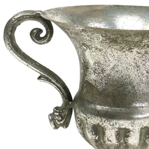 Floristik24 Metal cup, antique look, silver Ø12.5cm H16.5cm