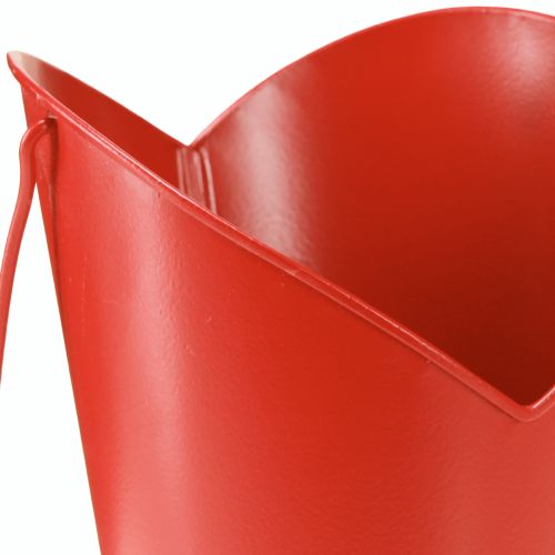 Product Metal planter heart decoration with handle red Ø12cm H15/9cm