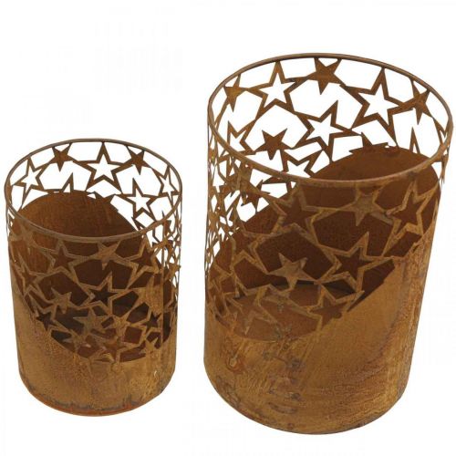 Floristik24 Metal lantern patina decoration stars Ø15cm/20cm set of 2