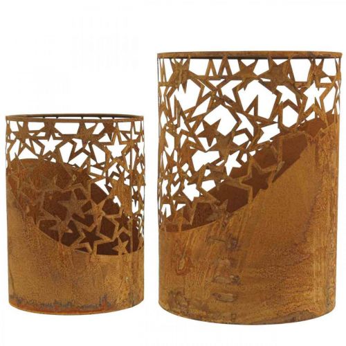 Floristik24 Metal lantern patina decoration stars Ø15cm/20cm set of 2